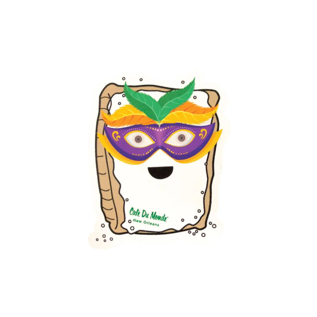 Cafe du Monde Mardi Gras Mask Permanent Vinyl Sticker